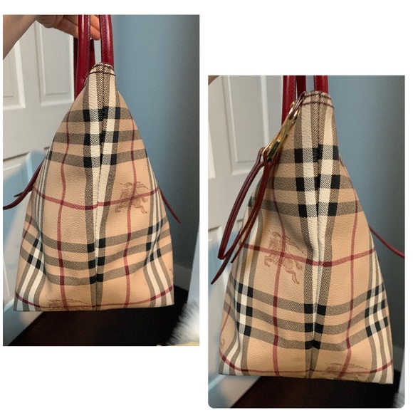 ❌SOLD❌Authentic Burberry tote with red leather - Picture 10 of 17